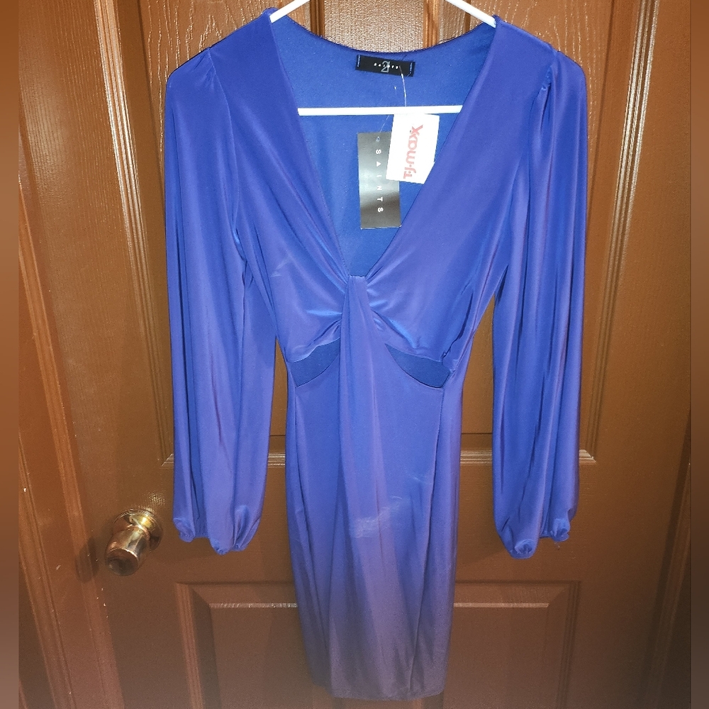 Chic Long Sleeve Blue Dress